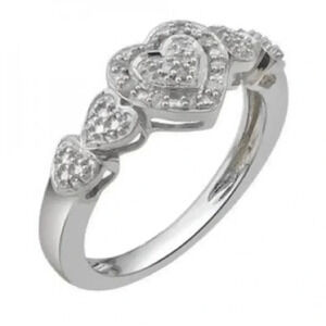 Womens 14K White Gold Over Sterling Silver Diamonds Size 7 Ring